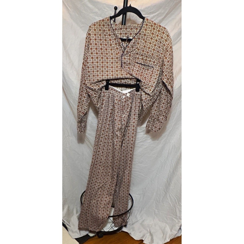Vintage 1960s Melbourne Mens Pajama Set Paisley Geometric Sanforized MCM